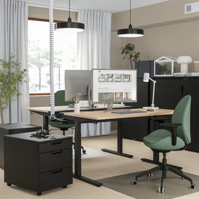 Ikea Mittzon Desk, Oak Veneer/black, 55 1/8x31 1/2 "
