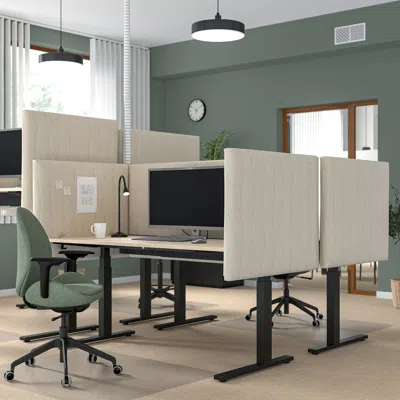 Ikea Mittzon Desk Sit/stand, Electric Birch Veneer/black, 63x23 5/8 "