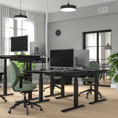 Ikea Mittzon Desk Sit/stand, Electric Black Stained Ash Veneer/black, 47 1/4x31 1/2 "