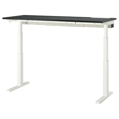 Ikea Mittzon Desk Sit/stand, Electric Black Stained Ash Veneer/black White, 63x23 5/8 "
