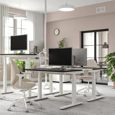 Ikea Mittzon Desk Sit/stand, Electric Black Stained Ash Veneer/white, 47 1/4x31 1/2 "
