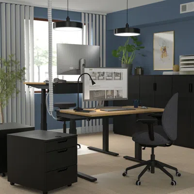 Ikea Mittzon Desk Sit/stand, Electric Oak Veneer/black, 47 1/4x23 5/8 "