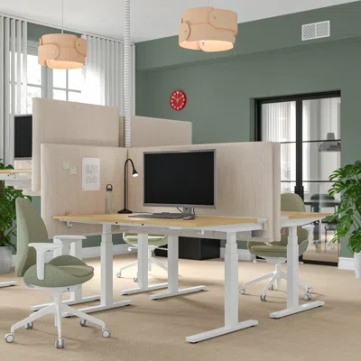 Ikea Mittzon Desk Sit/stand, Electric Oak Veneer/white, 55 1/8x23 5/8 "