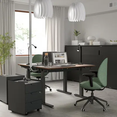 Ikea Mittzon Desk Sit/stand, Electric Walnut Veneer/black, 47 1/4x31 1/2 "