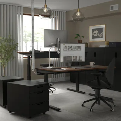 Ikea Mittzon Desk Sit/stand, Electric Walnut Veneer/black, 63x23 5/8 "