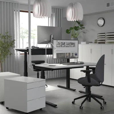Ikea Mittzon Desk Sit/stand, Electric White/black, 55 1/8x31 1/2 "