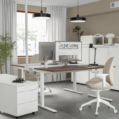 Ikea Mittzon Desk, Walnut Veneer/white, 63x23 5/8 "