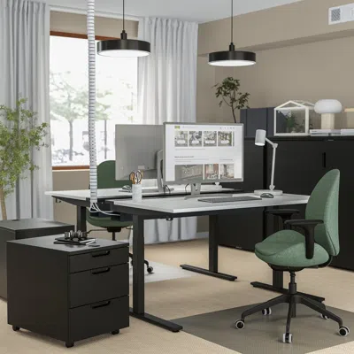 Ikea Mittzon Desk, White/black, 55 1/8x23 5/8 "