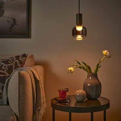 Ikea Molnart Led Bulb E26 150 Lumen, Tube-shaped Open-top/gray Clear Glass, 5 "