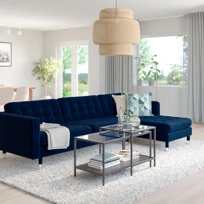Ikea Morabo Sectional, 4-seat With Chaise, Djuparp Dark Blue, Width: 111 3/4 "