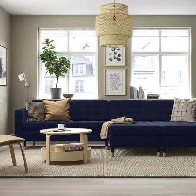 Ikea Morabo Sectional 4-seat With Chaise, Djuparp Dark Blue, Width: 141 3/4 "