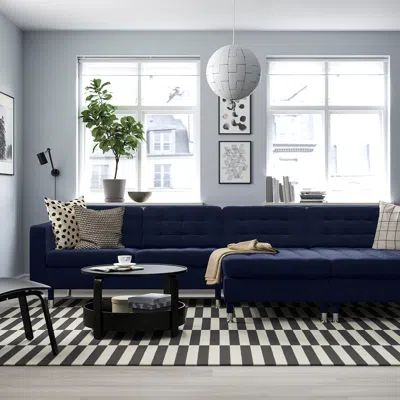 Ikea Morabo Sectional 4-seat With Chaise, Djuparp Dark Blue, Width: 141 3/4 "