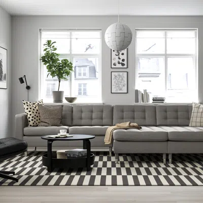 Ikea Morabo Sectional 4-seat With Chaise, Grann/bomstad Gray-green, Width: 141 3/4 "