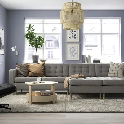 Ikea Morabo Sectional 4-seat With Chaise, Grann/bomstad Gray-green, Width: 141 3/4 "