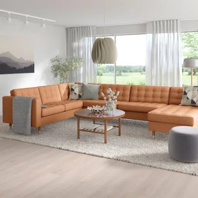 Ikea Morabo Sectional, 5-seat, Grann/bomstad Golden Brown, Depth Chaise: 62 1/4 "