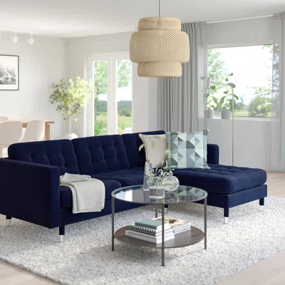 Ikea Morabo Sofa With Chaise, Djuparp Dark Blue, Width: 96 1/8 "