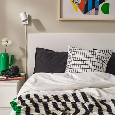 Ikea Mästerrot Cushion Cover, White/black, 20x20 "