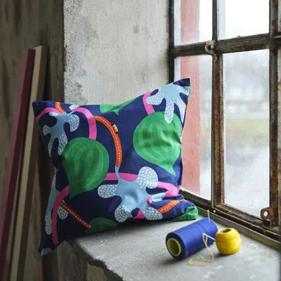 Ikea Mävinn Cushion Cover, Dark Blue Multicolor/floral Pattern, 20x20 "
