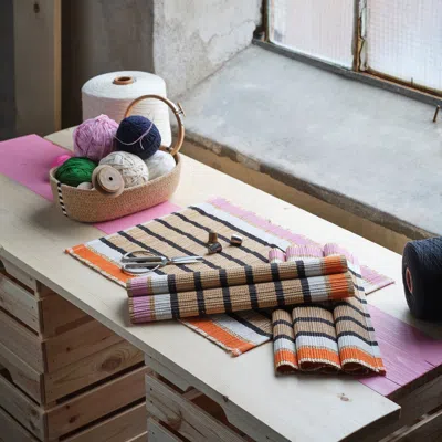 Ikea Mävinn Placemat, Banana Fiber/stripe Pattern, 14x18 " In Multi