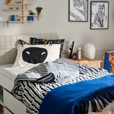Ikea Natthäger Duvet Cover And Pillowcase(s), Black White/zebra, Twin