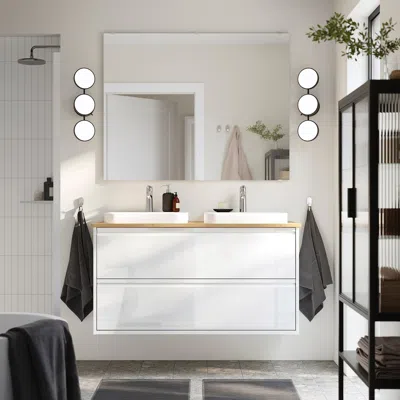 Ikea Ängsjön / Backsjön Bathroom Vanity With Sink & Faucets, High Gloss White, 49x21 1/2x28 1/4 "