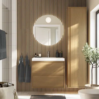 Ikea Ängsjön Bathroom Vanity With Drawers, Oak Effect, 30x21x25 1/8 "