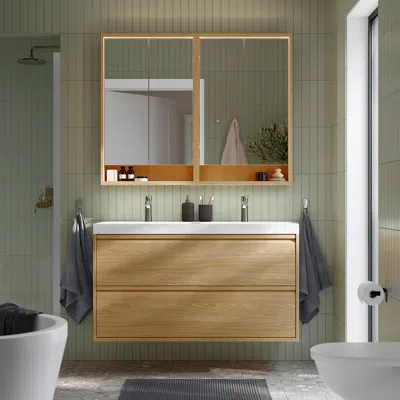 Ikea Ängsjön Bathroom Vanity With Drawers, Oak Effect, 48x21x25 1/8 "