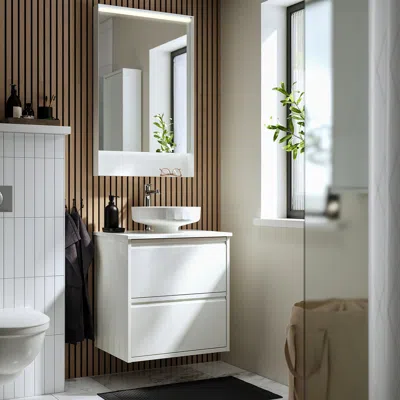 Ikea Ängsjön / Lersjön Bathroom Vanity With Sink & Faucet, High Gloss White, 25x21 1/2x31 3/8 "