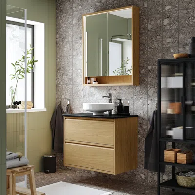 Ikea Ängsjön / Lersjön Bathroom Vanity With Sink & Faucet, Oak Effect, 31x21 1/2x31 3/8 "