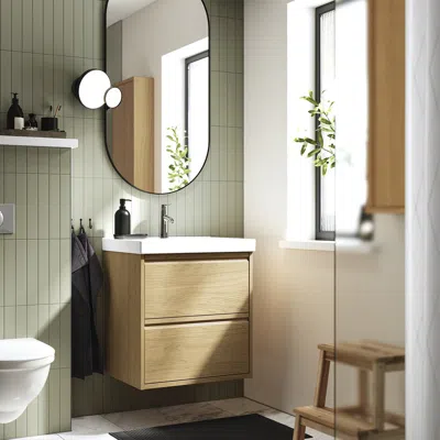 Ikea Ängsjön / Orrsjön Bathroom Vanity With Sink & Faucet, Oak Effect, 25x21 3/4x27 5/8 "