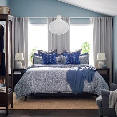 Ikea Ängsklocka Comforter Set, Blue/white, King