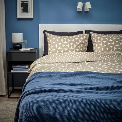 Ikea Ängsnejlika Duvet Cover And Pillowcase(s), Gray-beige/off-white, King