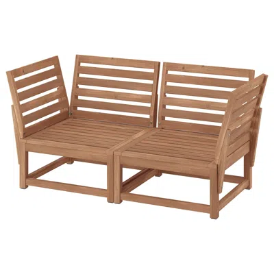 Ikea Nämmarö 2-seat Modular Sofa, Outdoor, Armrests Light Brown Stained, 24 3/4x24 3/4 "23 5/8x22 1/4 "