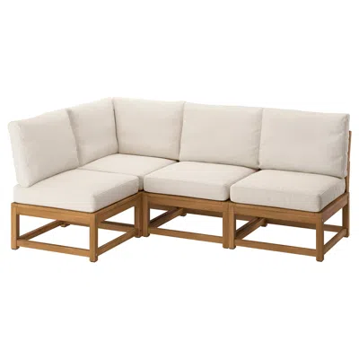 Ikea Nämmarö 3-seat Modular Corner Sofa, Outdoor Light Brown Stained/frösön/duvholmen Beige, 24 3/8x17 3/