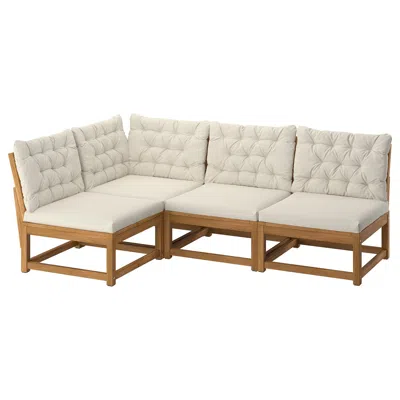 Ikea Nämmarö 3-seat Modular Corner Sofa, Outdoor Light Brown Stained/kuddarna Light Gray-beige, 24 3/4x24