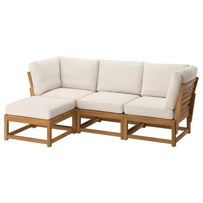Ikea Nämmarö 3-seat Modular Sofa, Outdoor, With Footstool Light Brown Stained/frösön/duvholmen Beige, 24 
