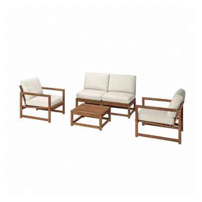 Ikea Nämmarö 4-seat Conversation Set, Outdoor, Light Brown Stained/frösön/duvholmen Beige, 24 3/8x17 3/8 