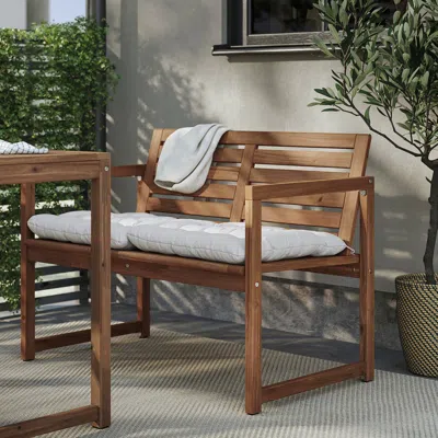 Ikea Nämmarö Bench With Backrest And Cushions, Light Brown Stained/kuddarna Light Grey-beige, Width: 41 3