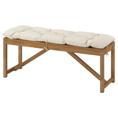 Ikea Nämmarö Bench With Cushion, Light Brown Stained/light Grey-beige, 47 1/4 "