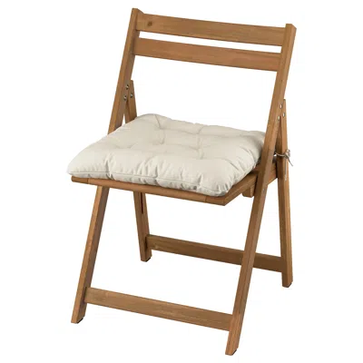 Ikea Nämmarö Chair, Outdoor Folding/light Brown Stained Kuddarna Light Gray-beige, Width: 19 1/4 "