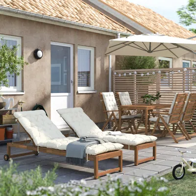 Ikea Nämmarö Chaise, Outdoor Light Brown Stained, Total Length: 76 "