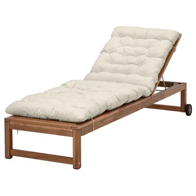 Ikea Nämmarö Chaise, Outdoor Light Brown Stained/kuddarna Light Grey-beige, Total Length: 76 "