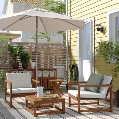 Ikea Nämmarö Lounge Chair, Outdoor, Light Brown Stained, Width: 27 1/8 "