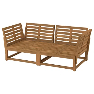 Ikea Nämmarö Modular Loveseat, Outdoor Armrests/light Brown Stained, 72 "