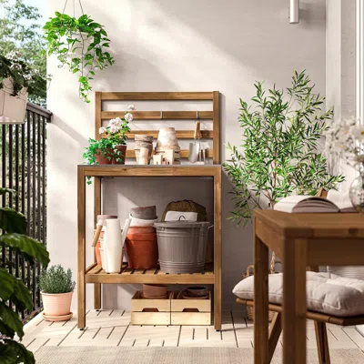 Ikea Nämmarö Open Kitchen Unit, Light Brown Stained/stainless Steel Outdoor, 31 1/2x24 3/8 "