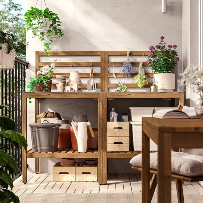 Ikea Nämmarö Outdoor Kitchen, Light Brown Stained/stainless Steel, 63x24 3/8 "