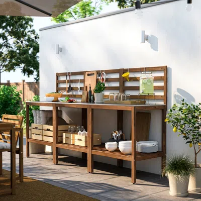 Ikea Nämmarö Outdoor Kitchen, Light Brown Stained/stainless Steel, 94 1/2x24 3/8 "