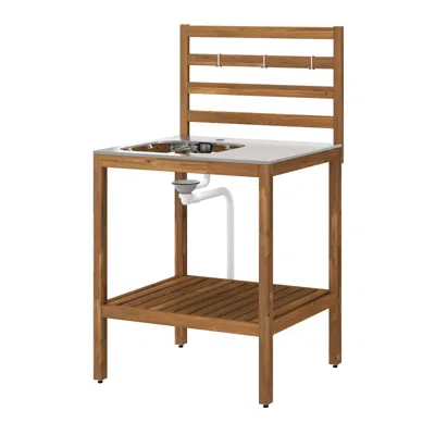 Ikea Nämmarö Shelf Unit For Sink, Light Brown Stained/stainless Steel Outdoor, 31 1/2x24 3/8 "