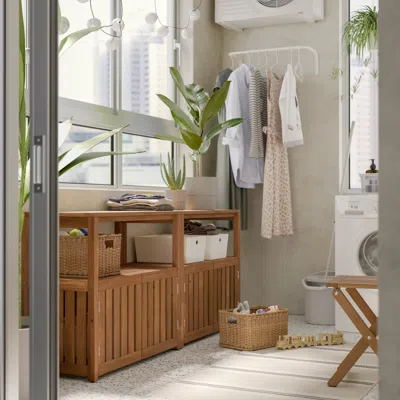 Ikea Nämmarö Shelving Unit, Outdoor, Light Brown Stained, 32 7/8x29 1/2 "
