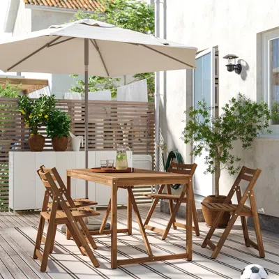 Ikea Nämmarö Table And 4 Folding Chairs, Outdoor, Nämmarö Light Brown Stained, 55 1/8 "